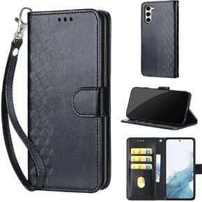 Designed for Samsung Galaxy S23 5G Case Wallet,Women Flip Folio Cover with Embossed PU Leather Stand Credit Card Holders Slots Wrist Strap Phone Case for Samsung S23 5G 6.1 Inch (Blue Butterfly)