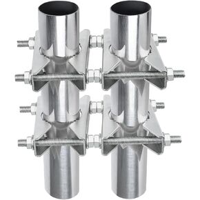 4 Pack Antenna Mast Clamp 2 inch Pole to Pole Mounting Kits Heavy Duty Mast to Mast Bracket with V Jaw Block for TV CB Ham Antenna, Weather Station, Pipes