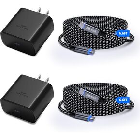 45W USB-C Super Fast Charger, 2 PACK 45 Watt Type C PD/PPS Android Phone Wall Charging Block for Samsung Galaxy S24 Ultra/S24/S24+/S23 Ultra/S23/S23+/S22/S21/S20/Note10,Tab S9/S8 (With 2x 6.6ft Cable)