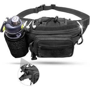 HCM Fanny Pack with Water-Bottle-Holder, Hiking Waist Pack Hip Bum Bag for Men Women Outdoor Hiking, Cycling, Climbing, Fishing, Dog Walking