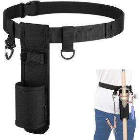 Cosmos Fishing Rod Holster Fishing Poles Hanging Waist Belt Fishing Poles Holding Belt, Adjustable Vertical Fishing Belt with Clip, Waist Wading Belt for Spinning Casting Fishing Reel