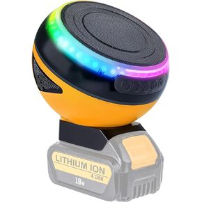 Bluetooth Speakers for Dewalt 20V Max Battery,Portable Speaker Wireless with HD Sound,BT5.3,TWS Pairing,Dynamic RGB Color,52 ft Range for Jobsites,Outdoor,Home Party,Camping