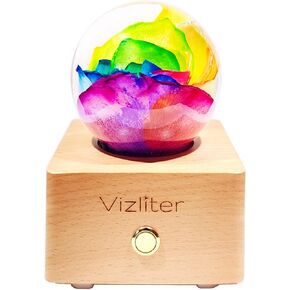 Bluetooth Speaker Crystal Ball 65mm LED Lighting Premium Preserved Natural Flower with Wood Base Never Withered Eternal Night Light Audio Portable (Dandelion)
