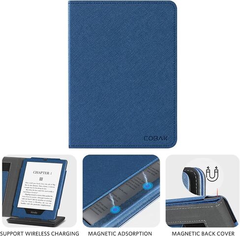 حافظة CoBak مع حامل لجهاز Kindle Paperwhite - غطاء متين من جلد البولي يوريثان مع خاصية التنبيه التلقائي للنوم، وفتحة للبطاقة، وميزة حزام اليد - يناسب جهاز Kindle Paperwhite من الجيل الحادي عشر مقاس 6.8 بوصات إصدار التوقيع 2021 in Saudi Arabia