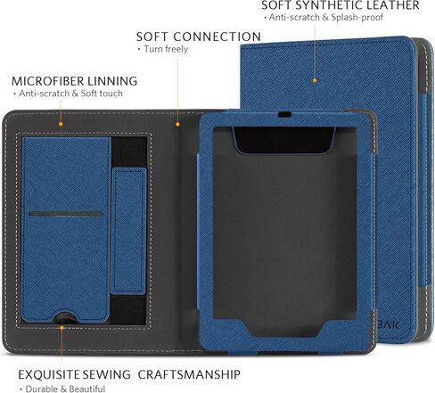 حافظة CoBak مع حامل لجهاز Kindle Paperwhite - غطاء متين من جلد البولي يوريثان مع خاصية التنبيه التلقائي للنوم، وفتحة للبطاقة، وميزة حزام اليد - يناسب جهاز Kindle Paperwhite من الجيل الحادي عشر مقاس 6.8 بوصات إصدار التوقيع 2021 in Saudi Arabia
