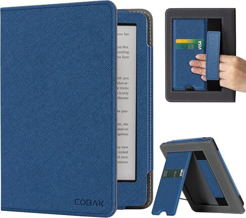 حافظة CoBak مع حامل لجهاز Kindle Paperwhite - غطاء متين من جلد البولي يوريثان مع خاصية التنبيه التلقائي للنوم، وفتحة للبطاقة، وميزة حزام اليد - يناسب جهاز Kindle Paperwhite من الجيل الحادي عشر مقاس 6.8 بوصات إصدار التوقيع 2021 in Saudi Arabia