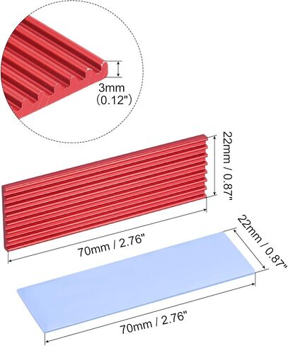 MECCANIXITY 1 Pack M.2 2280 Nvme SSD Heatsink Cooler سبائك الألومنيوم بالوعة الحرارة مع تركيب مسامير مفك البراغي، 1 مم، 1.5 مم وسادة حرارية، للكمبيوتر المحمول، أزرق سماوي in Saudi Arabia