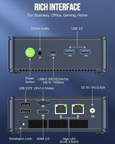 GMKtec Gaming PC Oculink Mini Computers AMD Ryzen 7 8845HS 32GB DDR5 2TB PCIe 4.0 SSD Windows 11 Pro Desktop Computers Dual NIC LAN 2.5G, WiFi 6, USB3.2, USB-C 4.0, BT5.2, DP, HDMI, Dual Fan in Saudi Arabia