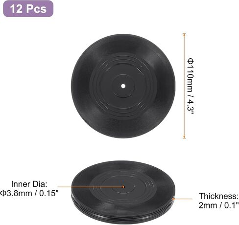 uxcell 12Pcs Blank Vinyl Records 4 Inch Fake Record Vintage Decoration, PVC Plain Faux Blank Vinyl Records, Retro Vinyl Records for Home Studio Room Wall Aesthetic in Saudi Arabia