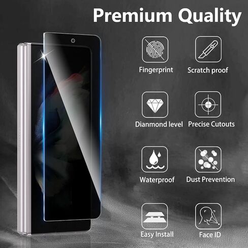 3+3 Pack Privacy Screen Protector Designed for Samsung Galaxy Z Fold 4 With 3 Pack Camera Lens Protector,Full Coverage Anti-Spy Tempered Glass Film,9H Hardness,Bubble Free,Easy to Install in Saudi Arabia