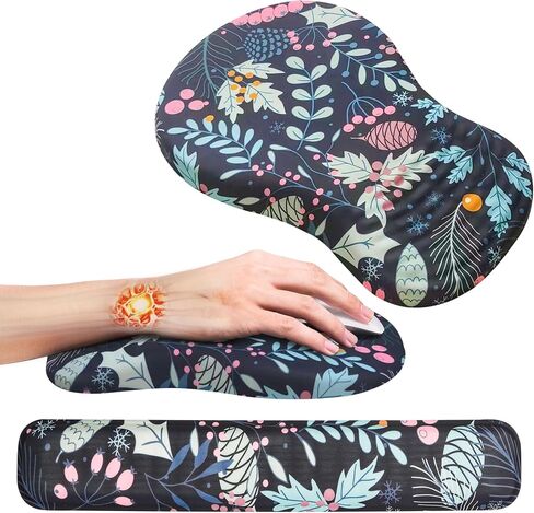 Mekass Ergonomic Mouse Pad and Keyboard Wrist Rest Set, Super Soft Memory Foam Desk Wrist Support for Computer Keyboard, Non-Slip Arm Palm Rests Cushion for Typing Gaming Office (Jungle of Flowers) in Saudi Arabia
