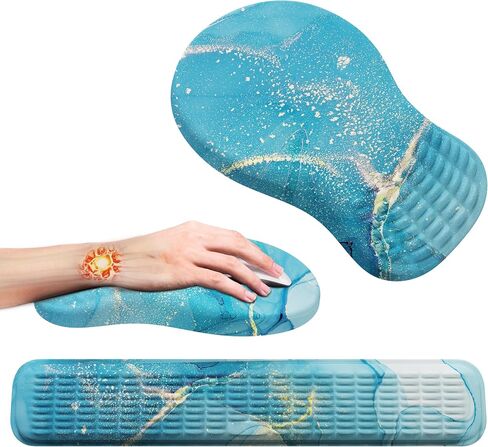 Mekass Ergonomic Mouse Pad and Keyboard Wrist Rest Set, Super Soft Memory Foam Desk Wrist Support for Computer Keyboard, Non-Slip Arm Palm Rests Cushion for Typing Gaming Office (Jungle of Flowers) in Saudi Arabia