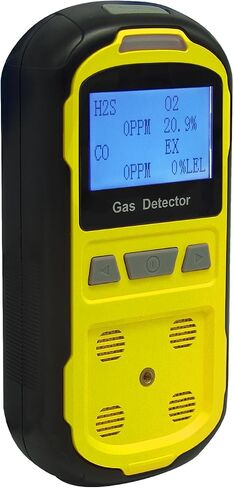 Upgraded 4 Gas Monitor Multi Gas Detector, Yfwsrecinoe Gas Leak Detector, Rechargeable 4 Gas Monitor Ex H2s Co O2 with LCD Multiple Indicator (Yellow) in Saudi Arabia