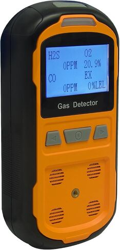 Upgraded 4 Gas Monitor Multi Gas Detector, Yfwsrecinoe Gas Leak Detector, Rechargeable 4 Gas Monitor Ex H2s Co O2 with LCD Multiple Indicator (Yellow) in Saudi Arabia