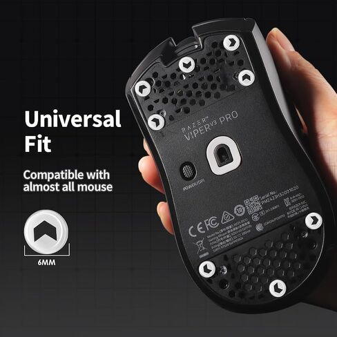 Universal Glass Mouse Skates Smooth Durable Thin Ultra Strong Glass Mouse feet Game Mouse Accessories 6mm*8 Pieces for All Mouse DIY Dots（White） in Kuwait