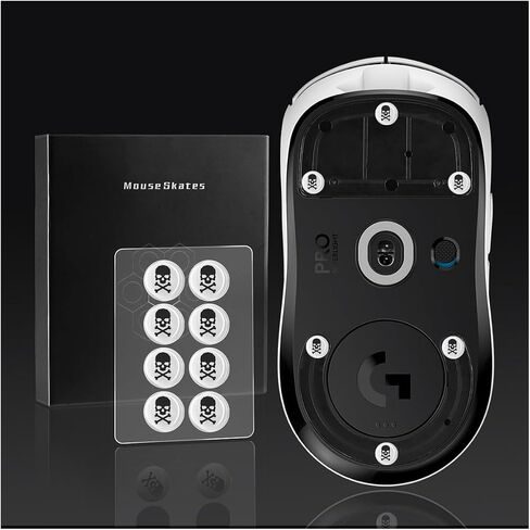 Universal Glass Mouse Skates Smooth Durable Thin Ultra Strong Glass Mouse feet Game Mouse Accessories for All Mouse DIY Dots（6mm*8 Pieces Skull Black） in Saudi Arabia