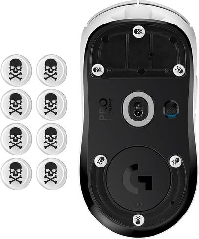 Universal Glass Mouse Skates Smooth Durable Thin Ultra Strong Glass Mouse feet Game Mouse Accessories for All Mouse DIY Dots（6mm*8 Pieces Skull Black） in Saudi Arabia