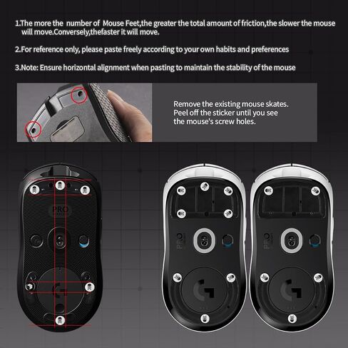 Universal Glass Mouse Skates Smooth Durable Thin Ultra Strong Glass Mouse feet Game Mouse Accessories for All Mouse DIY Dots（6mm*8 Pieces Skull Black） in Saudi Arabia