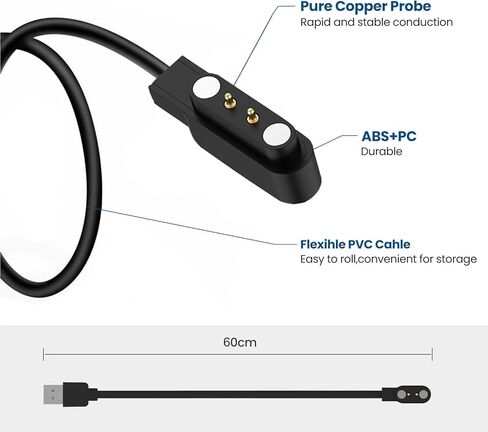 2-Pack Chargers for RUIMEN D1 Smart Watch Charger, Replacement Magnetic Charger USB Charging Cable for RUIMEN D1 Smart Watch (Black&Black) in Kuwait