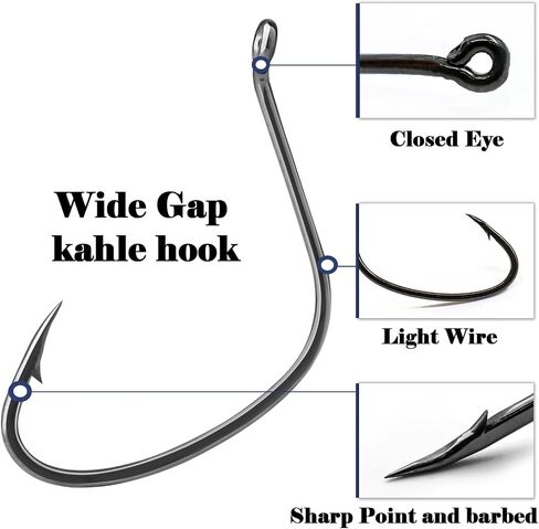 Kahle Hooks for Surf Fishing, 50pcs Pompano Rig Hook Wide Gap Circle Hooks 4# 2# 1# 1/0 2/0 in Saudi Arabia