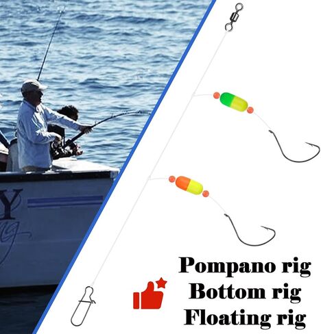 Kahle Hooks for Surf Fishing, 50pcs Pompano Rig Hook Wide Gap Circle Hooks 4# 2# 1# 1/0 2/0 in Saudi Arabia