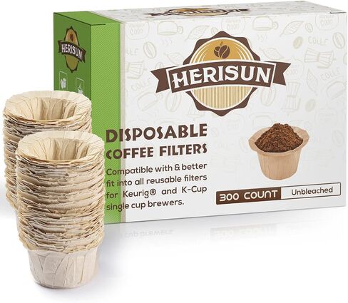300 Count Disposable K Cup Filters, Coffee Filter Paper for Keurig Brewers Single Serve 1.0 and 2.0, Use with Resusable K Cup Pods (Unbleached Natural) in Saudi Arabia