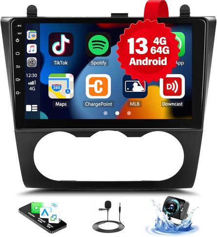 راديو سيارة 8-Core 4+64G Android 13 لسيارة Nissan Altima Teana 2008-2012، ستيريو سيارة بشاشة لمس IPS مقاس 9 بوصة مع CarPlay اللاسلكي Android Auto Mirror Link GPS Navi Bluetooth، WiFi، DSP، SWC+كاميرا الرؤية الخلفية وميكروفون in Kuwait