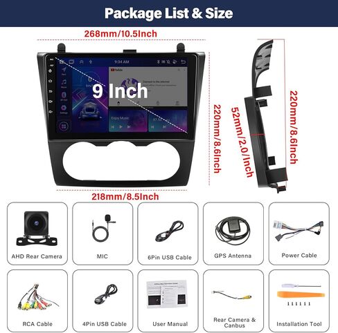 راديو سيارة 8-Core 4+64G Android 13 لسيارة Nissan Altima Teana 2008-2012، ستيريو سيارة بشاشة لمس IPS مقاس 9 بوصة مع CarPlay اللاسلكي Android Auto Mirror Link GPS Navi Bluetooth، WiFi، DSP، SWC+كاميرا الرؤية الخلفية وميكروفون in Kuwait
