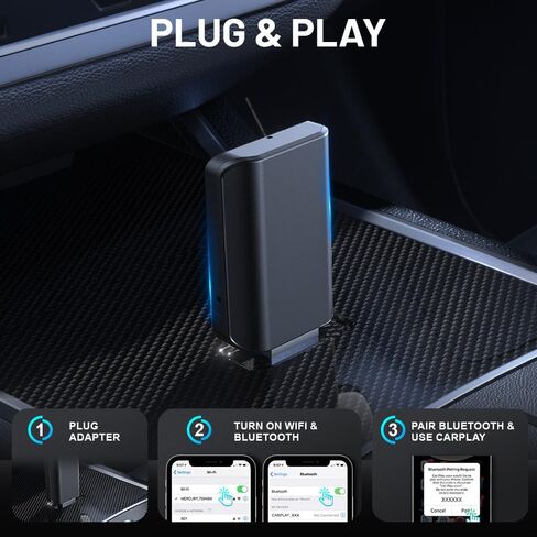 محول AUXITO Wireless Carplay ومحول Android Auto اللاسلكي، 2 في 1 Auto Car Play Wireless Dongle لـ OEM السلكية Carplay Android Auto Car مع iPhone iOS 10+ / Android 11+ in Kuwait