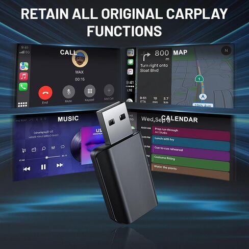 محول AUXITO Wireless Carplay ومحول Android Auto اللاسلكي، 2 في 1 Auto Car Play Wireless Dongle لـ OEM السلكية Carplay Android Auto Car مع iPhone iOS 10+ / Android 11+ in Kuwait