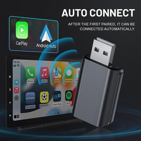 محول AUXITO Wireless Carplay ومحول Android Auto اللاسلكي، 2 في 1 Auto Car Play Wireless Dongle لـ OEM السلكية Carplay Android Auto Car مع iPhone iOS 10+ / Android 11+ in Kuwait
