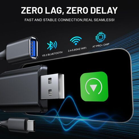 محول AUXITO Wireless Carplay ومحول Android Auto اللاسلكي، 2 في 1 Auto Car Play Wireless Dongle لـ OEM السلكية Carplay Android Auto Car مع iPhone iOS 10+ / Android 11+ in Kuwait