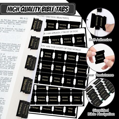 Laminated Bible Tabs,75 Tabs,Laminated Bible Index Tabs for Women and Men, Boho Theme Bible Tabs for Easy Navigation, Large Print Easy to Read in Kuwait