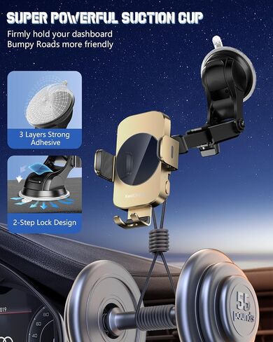 Wireless Car Charger, Fast Charging Phone Holder 3 in 1 Phone Mount Auto Clamping Car Accessories Compatible with iPhone 15 14 13 12 11 Xs XR, Samsung S23 Ultra S22 S21 S20/S10+ S9+ (4pack Black) in Saudi Arabia