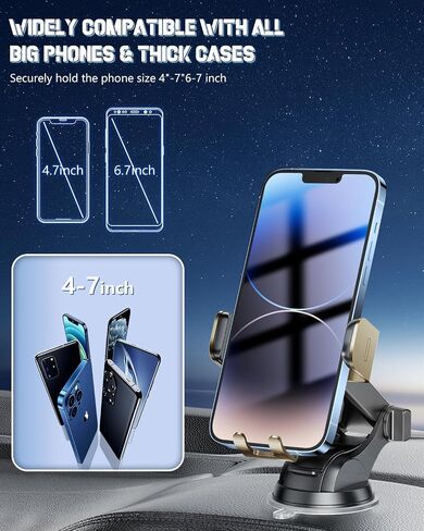 Wireless Car Charger, Fast Charging Phone Holder 3 in 1 Phone Mount Auto Clamping Car Accessories Compatible with iPhone 15 14 13 12 11 Xs XR, Samsung S23 Ultra S22 S21 S20/S10+ S9+ (4pack Black) in Saudi Arabia