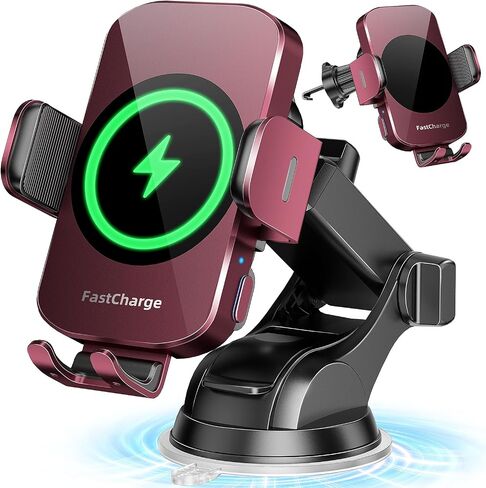 Wireless Car Charger, Fast Charging Phone Holder 3 in 1 Phone Mount Auto Clamping Car Accessories Compatible with iPhone 15 14 13 12 11 Xs XR, Samsung S23 Ultra S22 S21 S20/S10+ S9+ (4pack Black) in Saudi Arabia