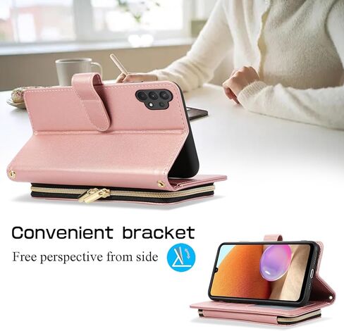 Wallet Case for Samsung Galaxy A34 5G with Detachable Wrist Strap, Crossbody Shoulder Strap, 9+ Card Slots Zipper Purse, Luxury PU Leather Stand Cell Phone Cover for A 34 34A Women Black in Kuwait