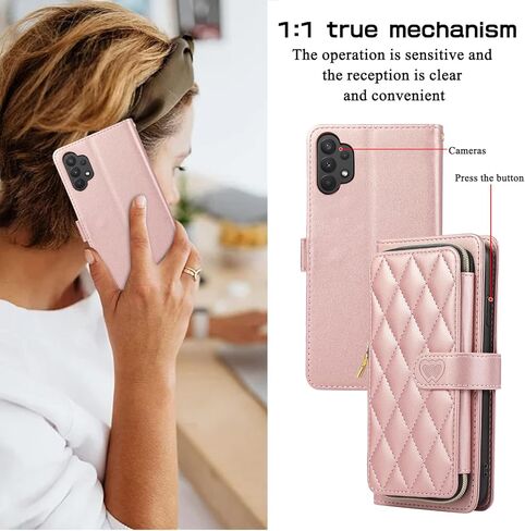 Wallet Case for Samsung Galaxy A34 5G with Detachable Wrist Strap, Crossbody Shoulder Strap, 9+ Card Slots Zipper Purse, Luxury PU Leather Stand Cell Phone Cover for A 34 34A Women Black in Kuwait