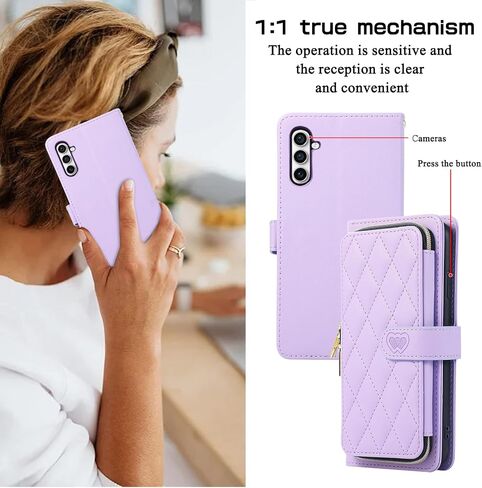 Wallet Case for Samsung Galaxy A34 5G with Detachable Wrist Strap, Crossbody Shoulder Strap, 9+ Card Slots Zipper Purse, Luxury PU Leather Stand Cell Phone Cover for A 34 34A Women Black in Saudi Arabia