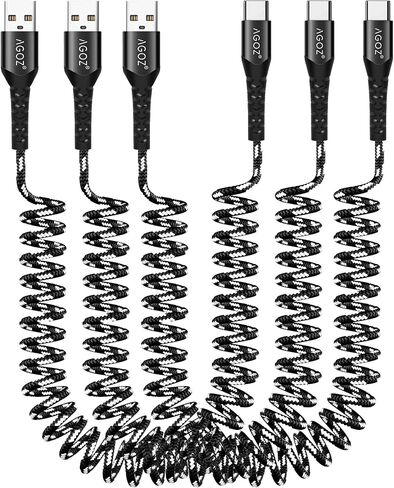[3-Pack, 4ft 6ft 10ft] USB C Cable FAST Charger, Agoz Right Angle Braided Cord for Samsung Galaxy S24 S23 S22 S21, A03s A14 A15 A23 A32 A42 A52 A53 A54, Motorola One 5G Ace,Edge, iPhone 15, 16 Pro Max in Kuwait