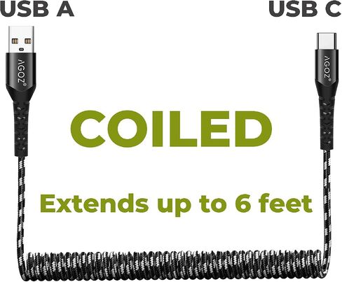 [3-Pack, 4ft 6ft 10ft] USB C Cable FAST Charger, Agoz Right Angle Braided Cord for Samsung Galaxy S24 S23 S22 S21, A03s A14 A15 A23 A32 A42 A52 A53 A54, Motorola One 5G Ace,Edge, iPhone 15, 16 Pro Max in Kuwait