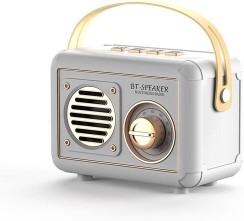 Radio with Built-in Speakers Retro Bluetooth Speaker for Bedroom, Party,Kitchen,Office,Outdoor Bluetooth Speaker Retro Style Bluetooth Speaker Vintage Style (02-White) in Saudi Arabia