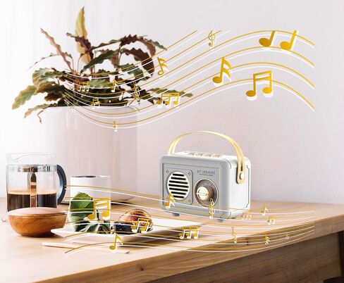 Radio with Built-in Speakers Retro Bluetooth Speaker for Bedroom, Party,Kitchen,Office,Outdoor Bluetooth Speaker Retro Style Bluetooth Speaker Vintage Style (02-White) in Saudi Arabia