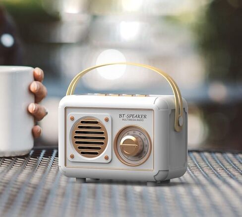 Radio with Built-in Speakers Retro Bluetooth Speaker for Bedroom, Party,Kitchen,Office,Outdoor Bluetooth Speaker Retro Style Bluetooth Speaker Vintage Style (02-White) in Saudi Arabia