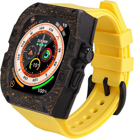 أربطة ساعات أبل من ألياف الكربون سلسلة ساعات أبل الترا 49 ملم حزام مطاطي طقم تعديل حافظة فاخرة لساعة iWatch in Kuwait