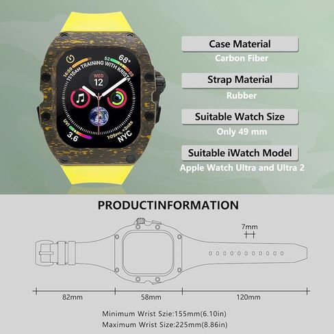 أربطة ساعات أبل من ألياف الكربون سلسلة ساعات أبل الترا 49 ملم حزام مطاطي طقم تعديل حافظة فاخرة لساعة iWatch in Kuwait
