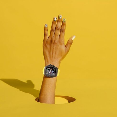 أربطة ساعات أبل من ألياف الكربون سلسلة ساعات أبل الترا 49 ملم حزام مطاطي طقم تعديل حافظة فاخرة لساعة iWatch in Kuwait