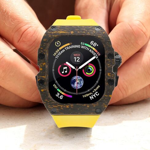 أربطة ساعات أبل من ألياف الكربون سلسلة ساعات أبل الترا 49 ملم حزام مطاطي طقم تعديل حافظة فاخرة لساعة iWatch in Kuwait