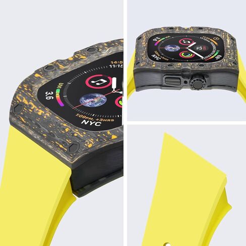 أربطة ساعات أبل من ألياف الكربون سلسلة ساعات أبل الترا 49 ملم حزام مطاطي طقم تعديل حافظة فاخرة لساعة iWatch in Kuwait