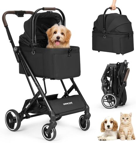 X2 Pet Stroller, Dog Stroller & Cat Stroller for Small Pets Under 33lbs, Equipped with Detachable & Foldable Carrier, Waterproof Pad & Sunshade Canopy in Kuwait